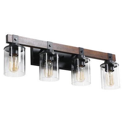 Dimmable Vanity Light with Walnut Bath Bar