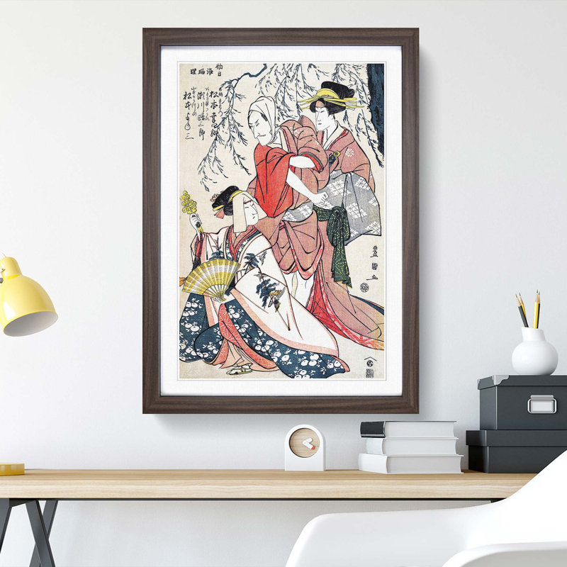 Three Actors by Utagawa Toyokuni - Picture Frame Painting Print, Walnut Framed, 36cm H x 27cm W x 2cm D