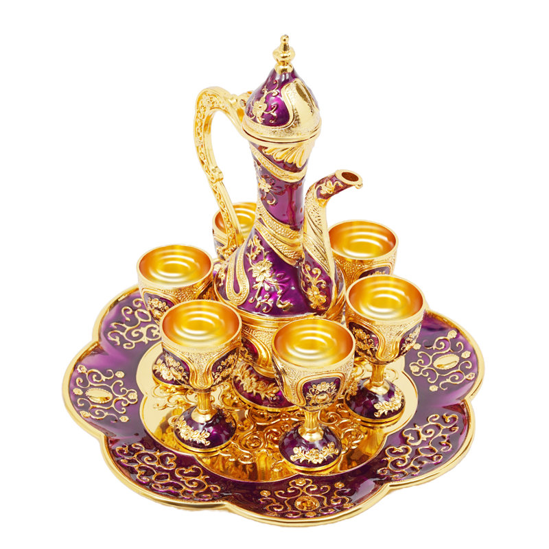 Service à thé, Mauve / doré