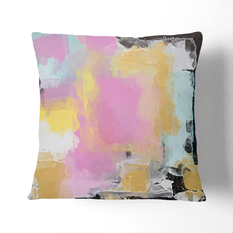 Abstract Square Throw Cushion, 40cm H x 40cm W x 15cm D, Stone