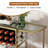 Itasca Metal Wine Bar Stand with 4-Tier Storage, Tempered Glass Wine Rack Table with Glass Holders