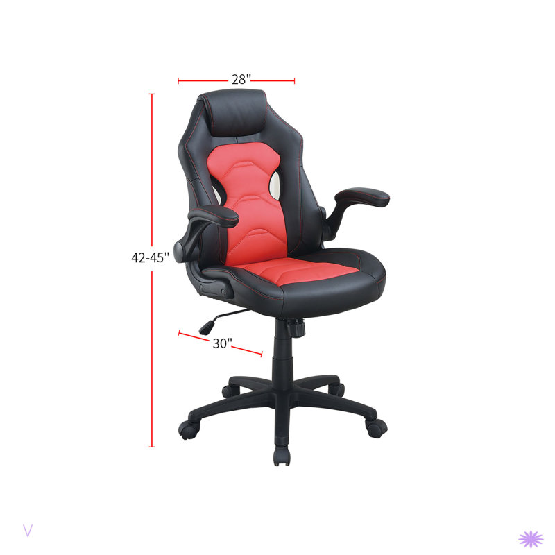 Adjustable Height Swivel Executive Computer Chair, Black/Red