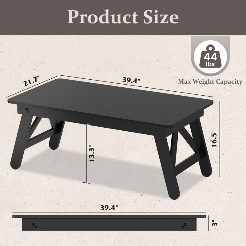 Table basse pliante, petite table basse portable sans assemblage nécessaire pour le salon, table de plancher pour les petits espaces