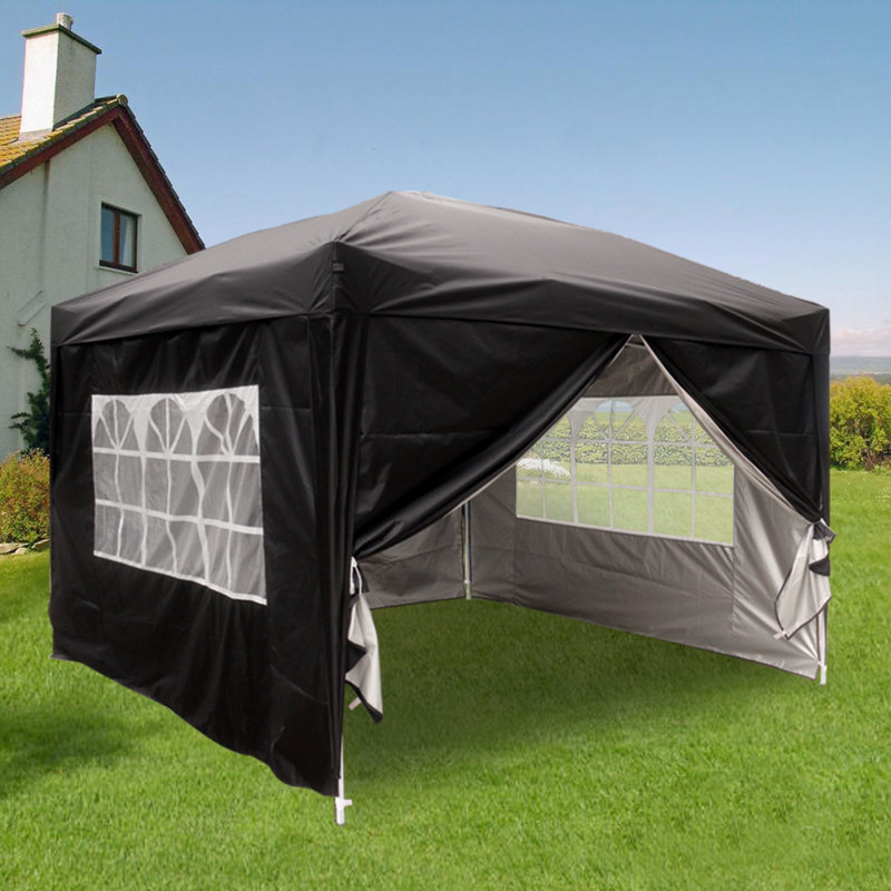 Isgro 3m x 3m Metal Pop-Up Gazebo, Black