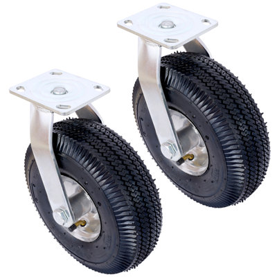 Roue pivotante pneumatique de 10 pouces, pneu 3.50-4, noir, ensemble de 2 pièces avec moyeu en acier et axe de 5/8 po d'alésage