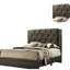 Grand lit, gris, tête de lit, structure en bois d'hévéa pour chambre à coucher moderne, lit-121098333