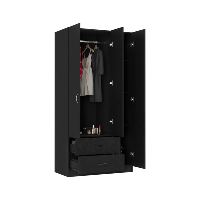 Armoire trois portes Clark, noir