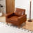 Analycia Three-piece Set Brown Tufted Leather Sofa Set (86.6"+61"+35.2")with Square Arms And Deep Seat, Mid Century Modern Upholstered Sectional Couch For Living Room Home Office-132427331