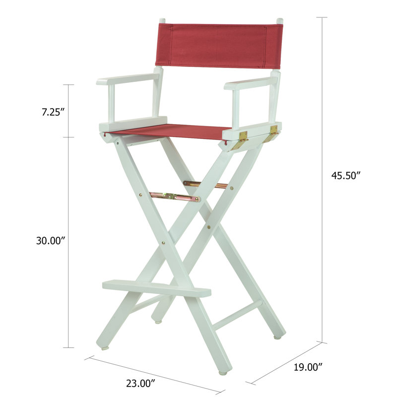 30" Folding Director Chair with Canvas, Burgundy, White