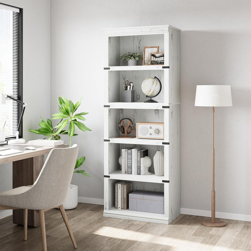 Bookcase, (5 Shelves) 171.2"H x 80"W x 32"D, White