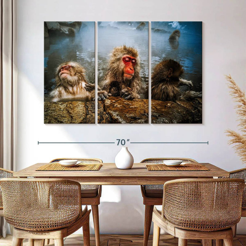 Brampt Japanese Macaque Monkeys, 42" H x 65" W