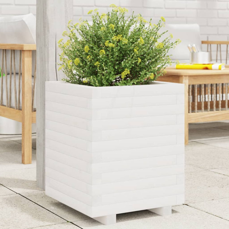 Wood Planter Box, 49.5cm H x 40cm W x 40cm D, White