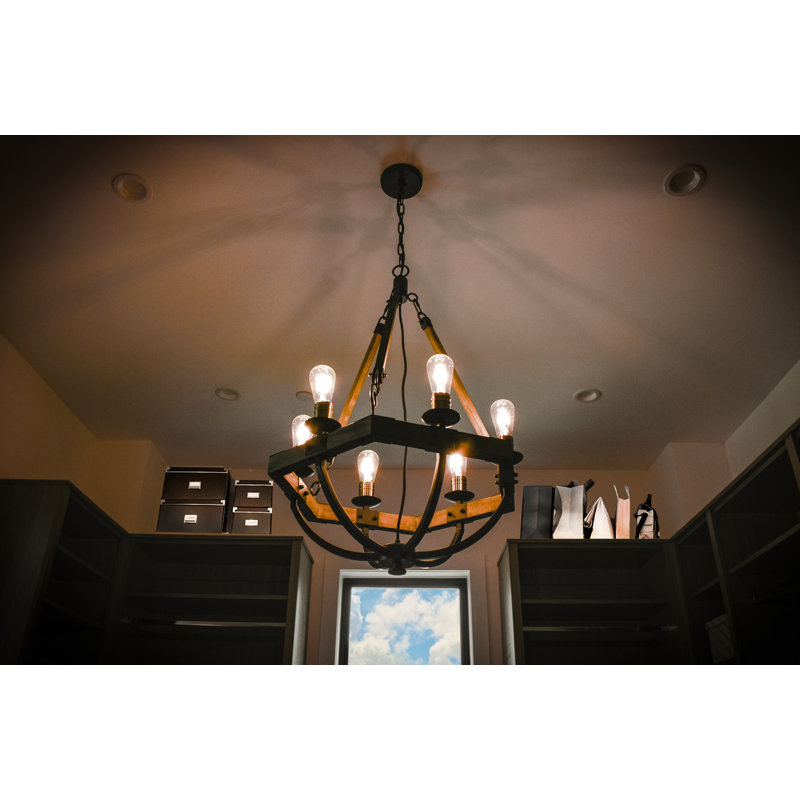 Leisure City 6 - Light Dimmable Empire Chandelier, 34" H x 24" W x 24" D