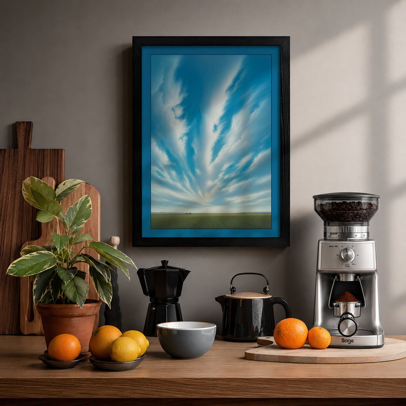 Expansive Sky Scandinavian - Framed Print, Black, A4 - 29.7 x 21.0 cm