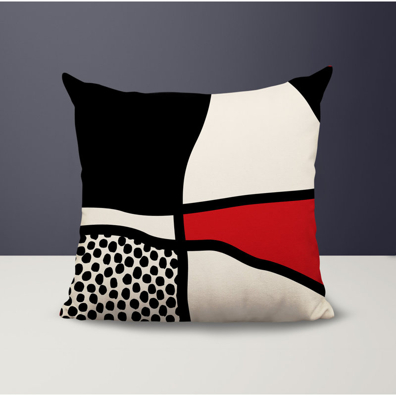 Oreiller carré réversible intérieur / extérieur Vie Abstract, H 17 po x l 17 po, Rouge