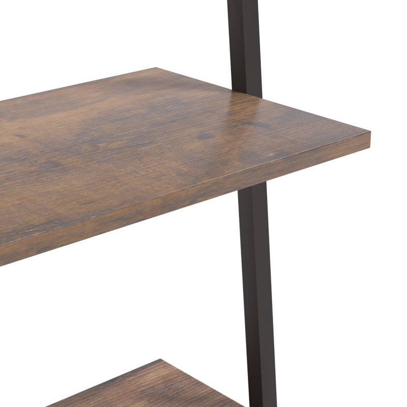 Casselton 185.5cm H x 64cm W Manufactured Wood;Steel Ladder Bookcase, Brown/Black