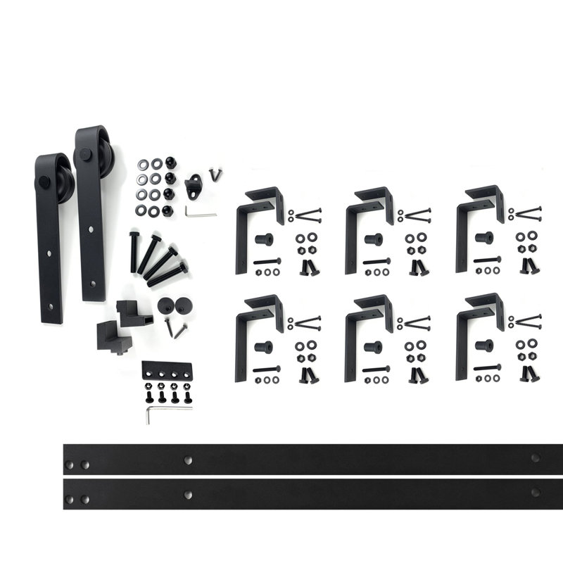 Ensemble de quincaillerie de dérivation convertible simple à double rail noir rustique, 48 po