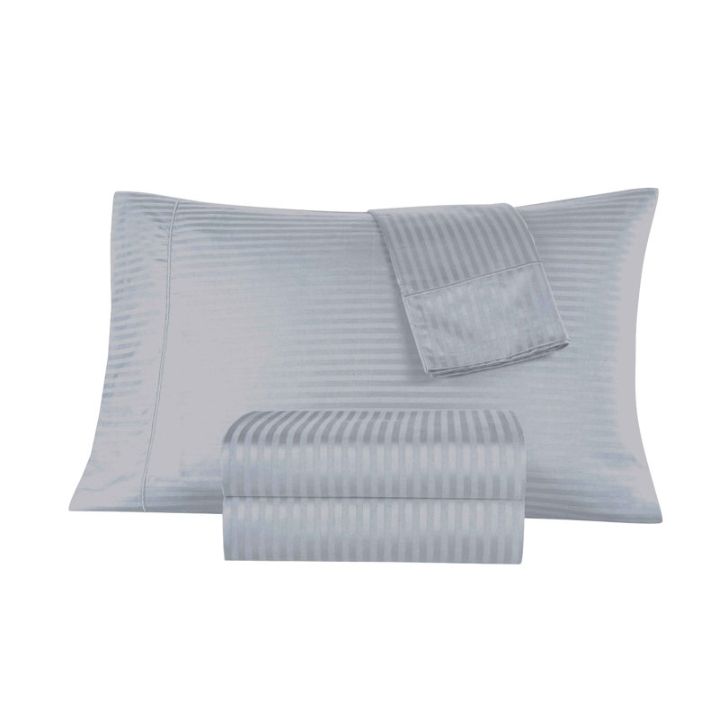 Ensemble de draps 100% coton égyptien Bibb Home, Argent, Double