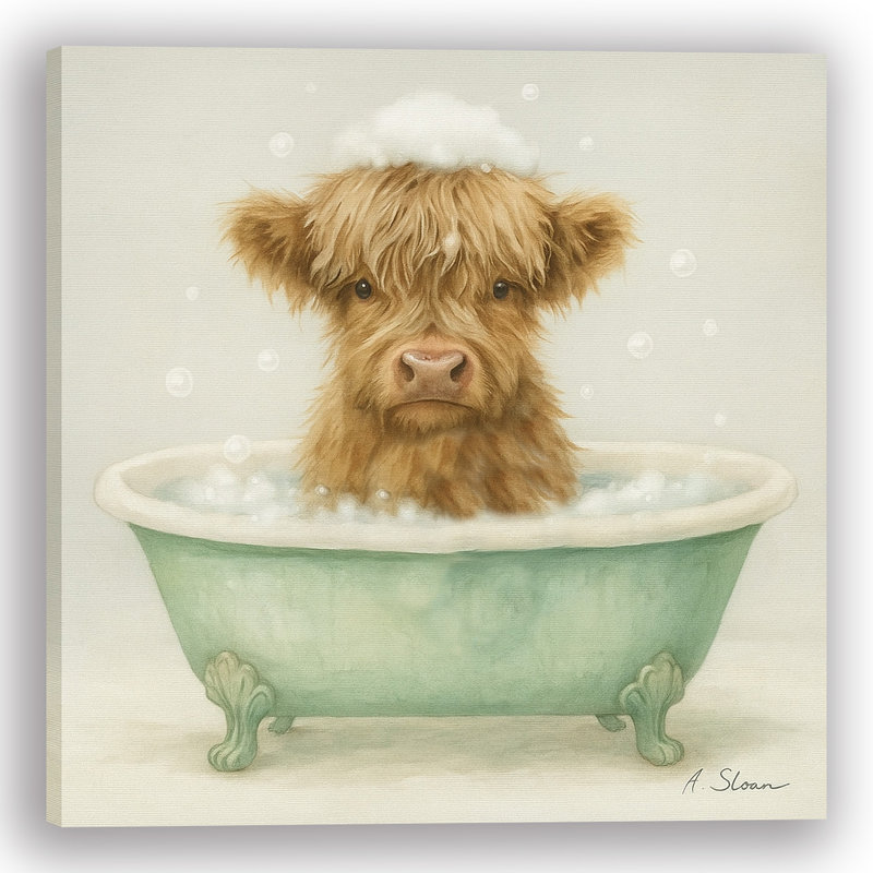 Art mural sur toile Bubble Moo - Highland Calf in Bathaign, H 20 po x l 20 po