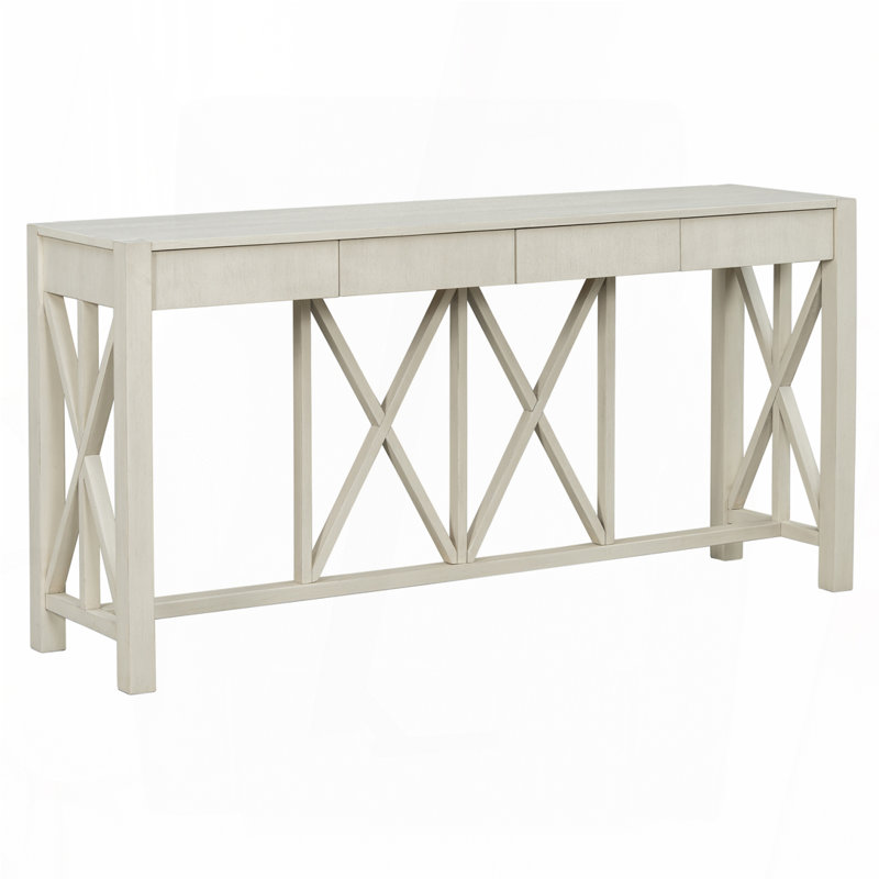 Console 60 po avec 4 tiroirs spacieux, Beige