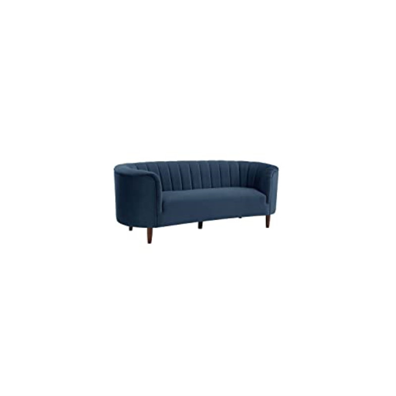 Yasha Upholstered Sofa with Tuxedo Arm, Blue Velvet, 32" H x 81" W x 33" D