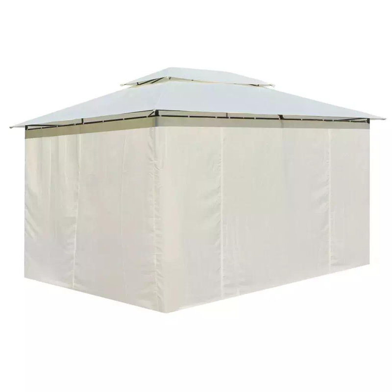 13,1 pi L 9,8 pi. D Pavillon de jardin en acier avec rideau, Blanc