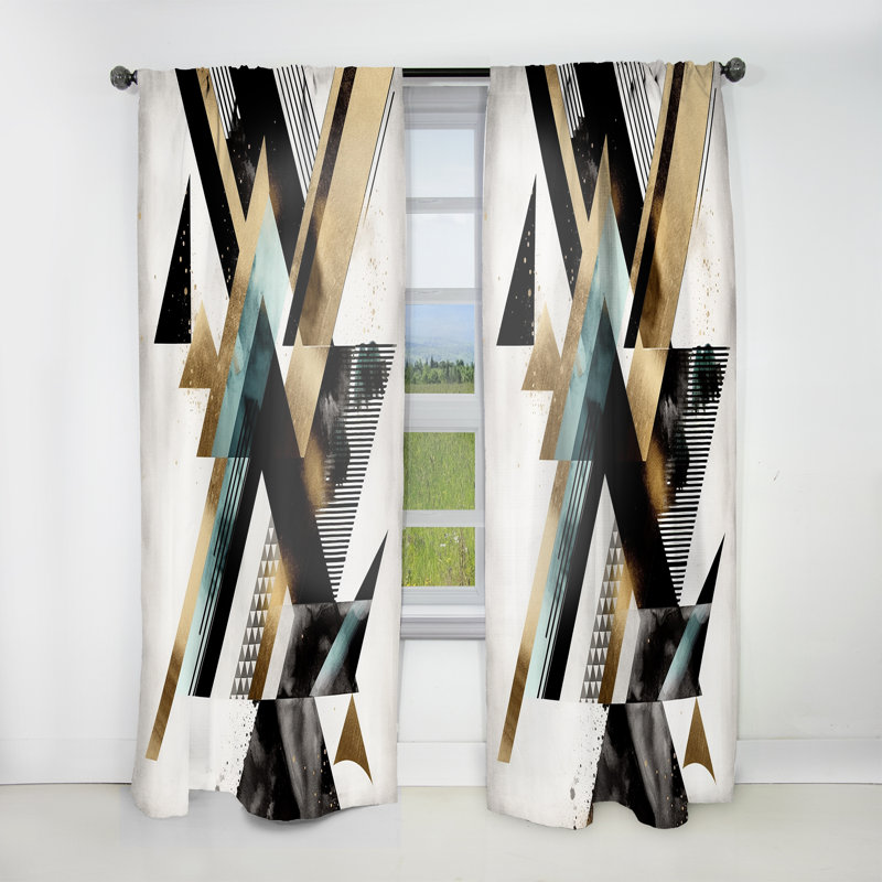 Torridon - Art Deco Triangle - Modern Velvet Curtain - Room Darkening - 1 panel, 52" W x 90" L