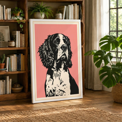 Contemplative Spaniel Minimalist - Wrapped Canvas