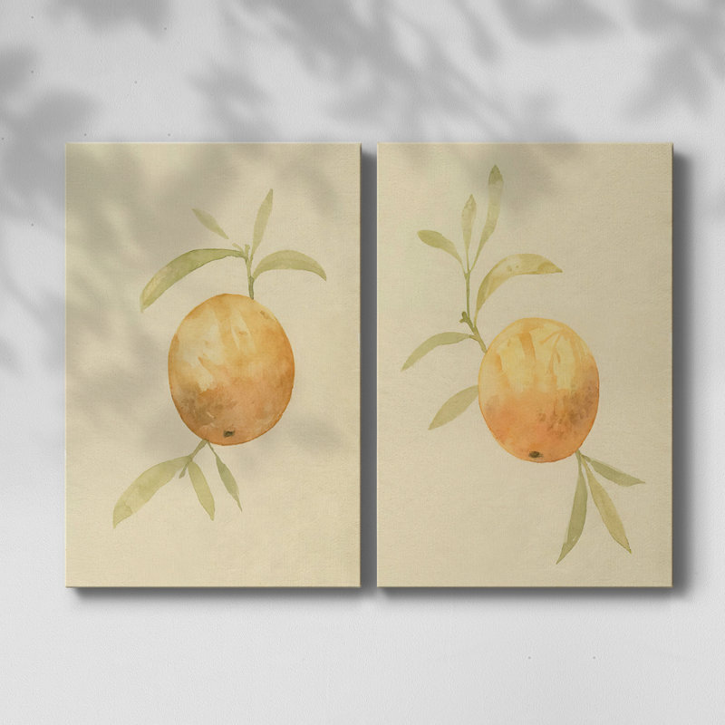 Oranges mouchetées III - Toile tendue avec châssis de qualité supérieure - Prêt à accrocher, H 60 po x l 80 po