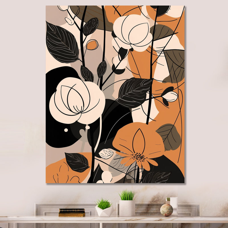 Illustration rétro de roses en terre cuite - reproduction, H 20 po x l 12 po x P 1 po, Toile tendue