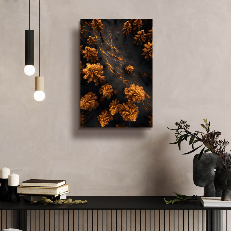 «Golden Forest» par Andreas Magnusson, art mural en verre acrylique, H 24 po x l 16 po x P 0,2 po