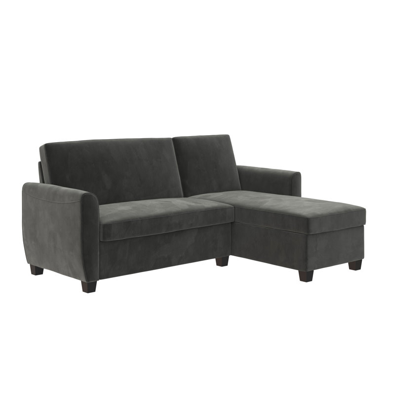 Andryshak 4 Seater Velvet Sofa & Chaise, Gray