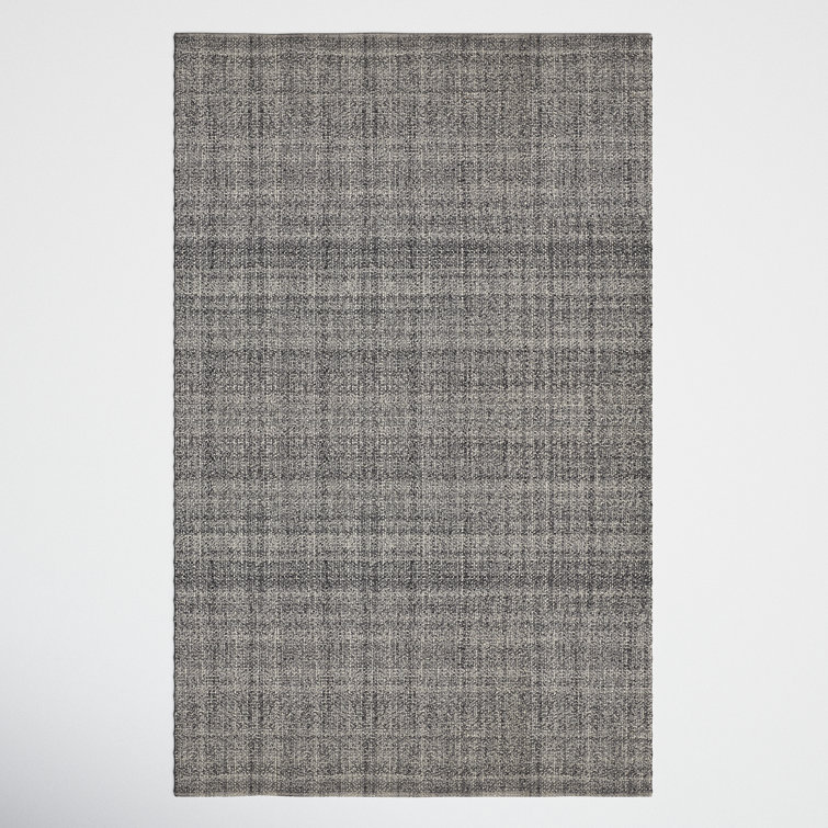 Rectangle Fleurette Handmade Flatweave Polyester Area Rug in Gray/Ivory
