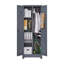 Armoire de rangement avec portes et tablettes verrouillables, armoire de rangement en métal de 65 po de hauteur avec tringle et crochets en S, armoire de rangement pour outils de nettoyage - gris-1966846079