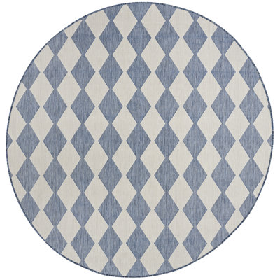  Positano 12' x Round Navy Blue Modern Rug