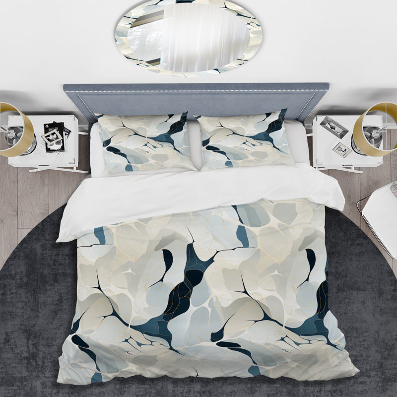 Whispering Abstraction - Abstract Duvet Cover Set - Microfiber Polyester, King Duvet Cover + 2 King Shams