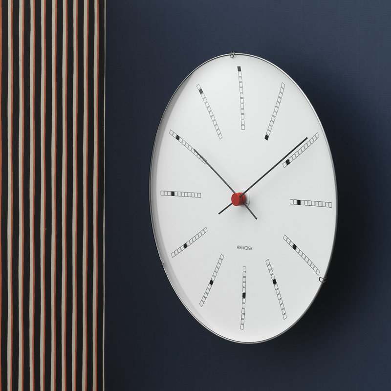 Bankers Wall Clock, White/Black/Red, Extra Small