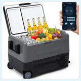 Dual Zone Car Freezer with APP Control, 48QT Portable Refrigerator for RV/Camping, -4°F to 68°F Cooling, Dual Voltage (12V/24V DC & 110-240V AC)