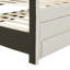 Lit plateforme tapissier avec lit gigogne et 3 tiroirs, tissu en lin-1845936901