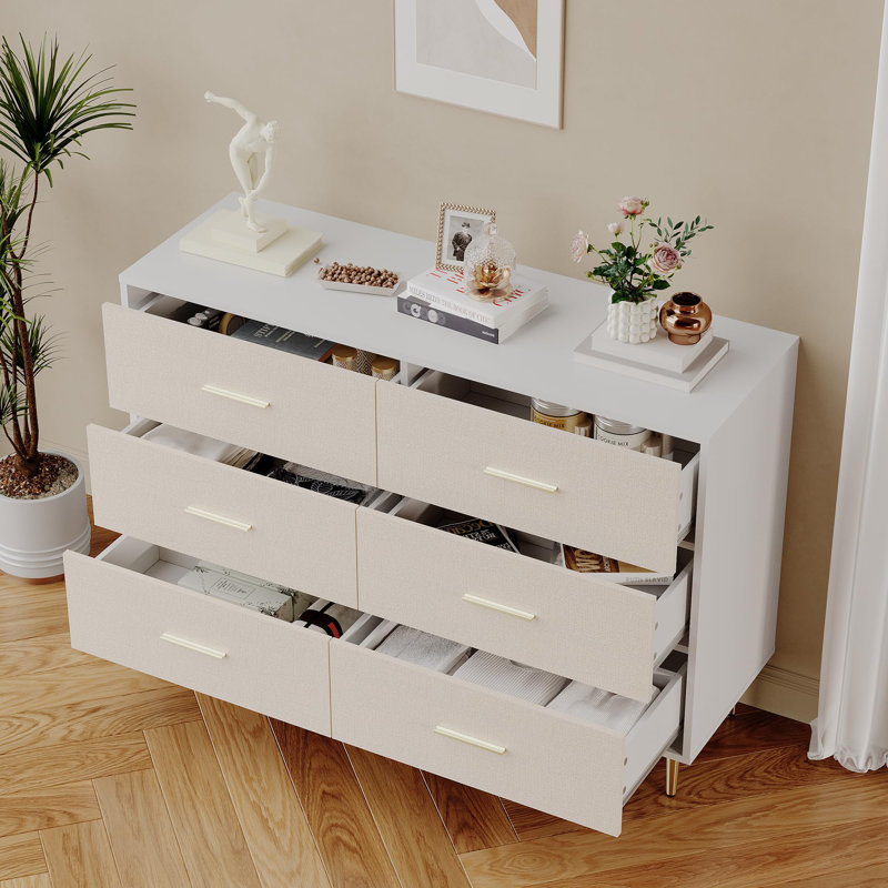 Commode blanche 5 tiroirs, grande commode étroite