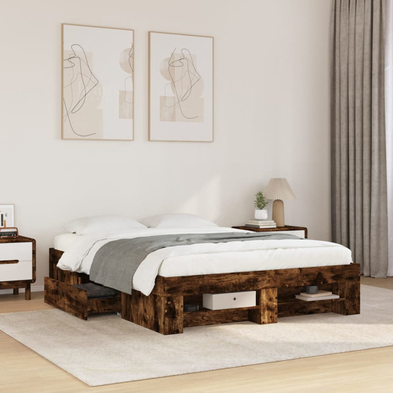 Storage Bed, 120 x 200cm, Smoked Oak