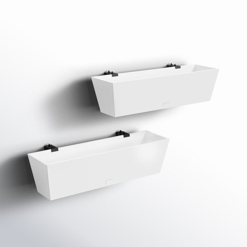 Pot à fleurs Pure Series, H 9 po x l 36 po x P 10 po, Blanc, Ensemble de 2