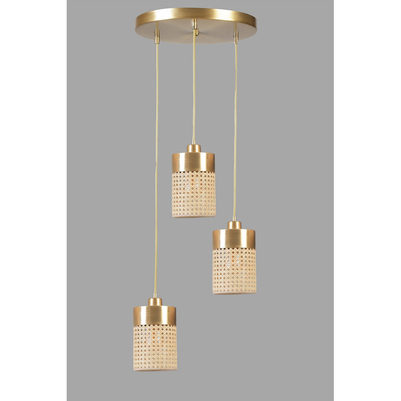 Chandle Chandelier, Gold/Rattan