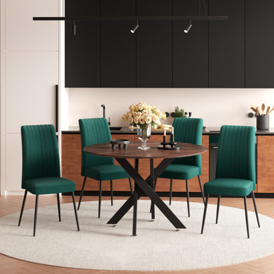 Ensemble de table de salle à manger rond et moderne avec chaise en velours de style minimaliste