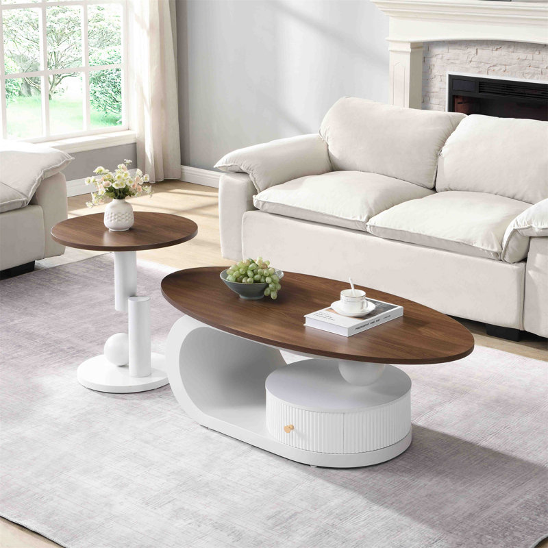 Ensemble de 2 tables gigognes Luxury, Blanc