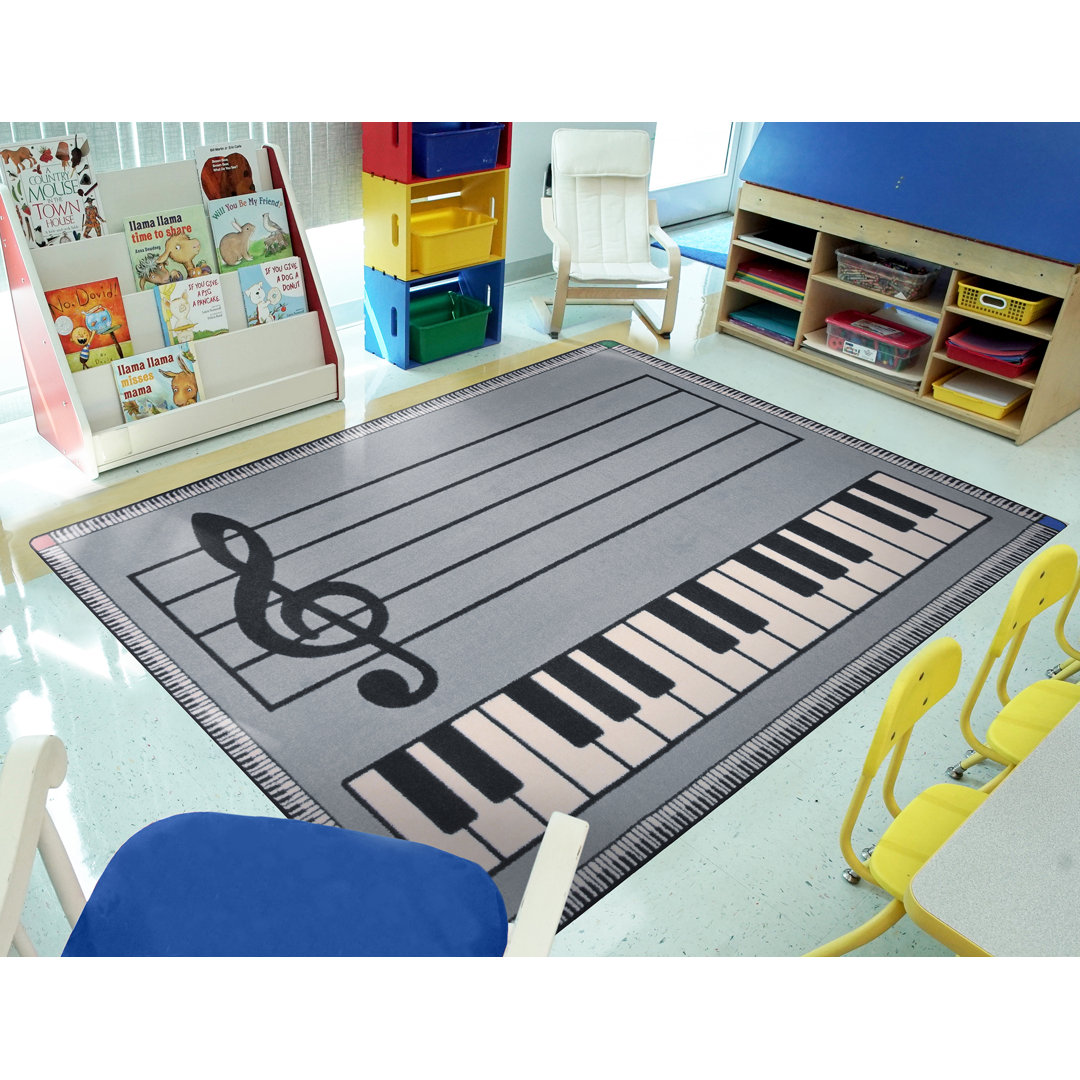 Play Along© Gray with Keys by Joy Carpets Area Rug Joy Carpets Rug 