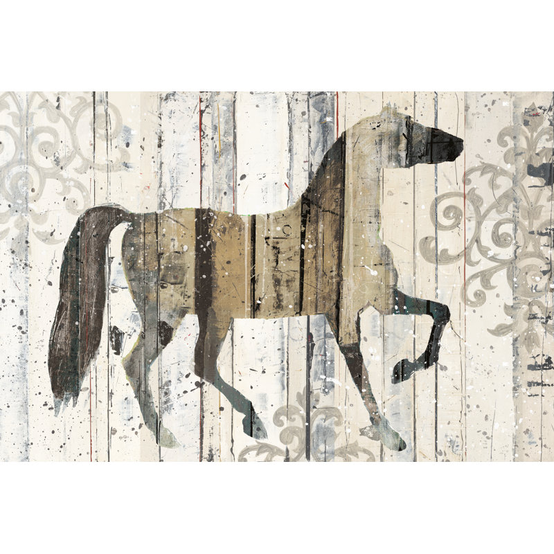 Cheval foncé rectangulaire en filigrane, H 12 po x l 18 po