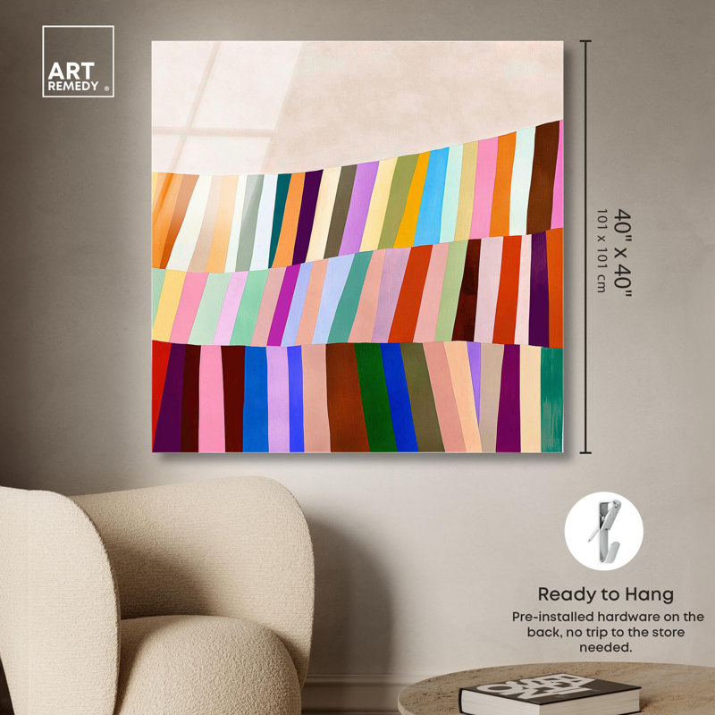 Rainbow Ribbon II, impression abstraite sur acrylique par Art Remedy, H 40 po x l 40 po