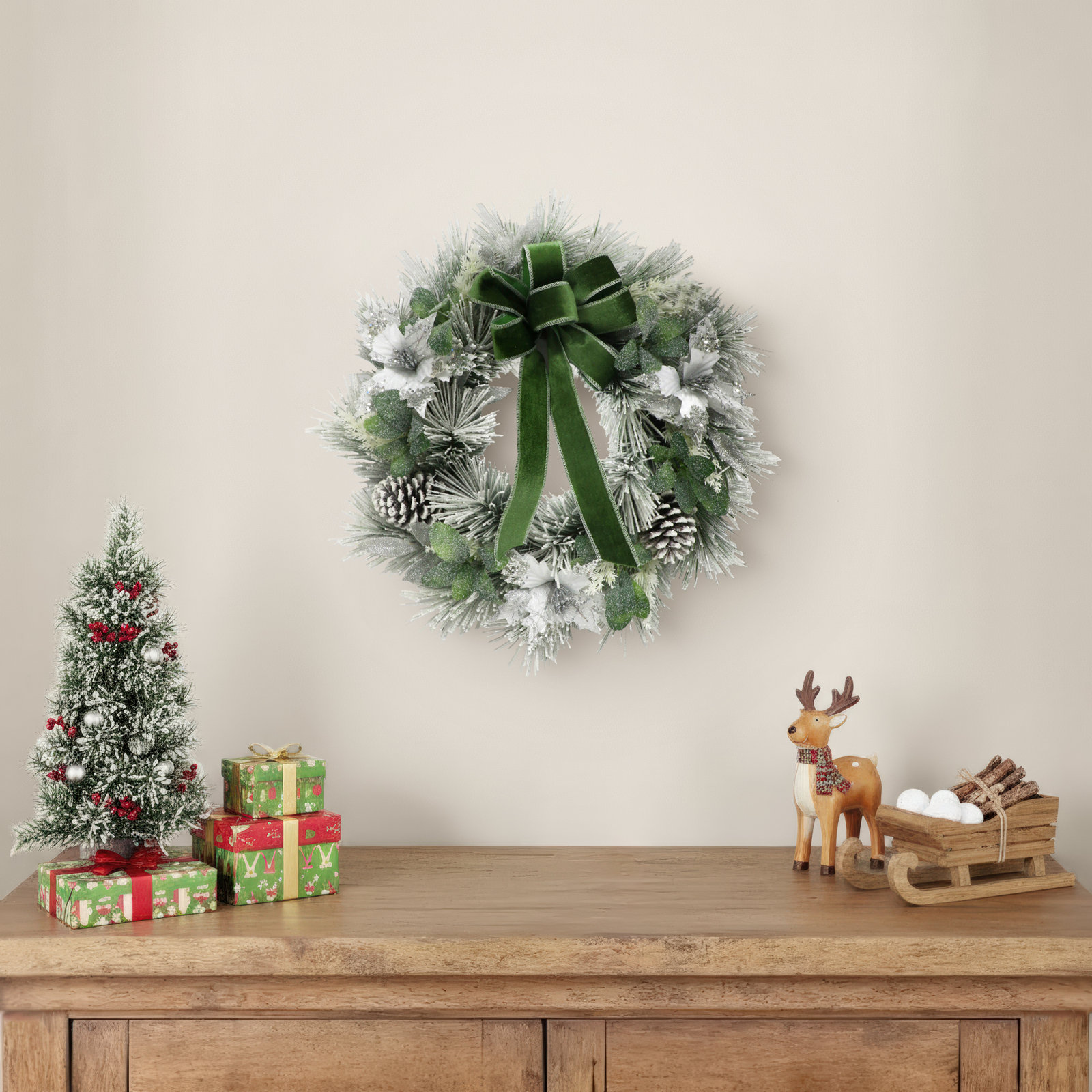 24 In. Adorned Flocked Artificial Wreath