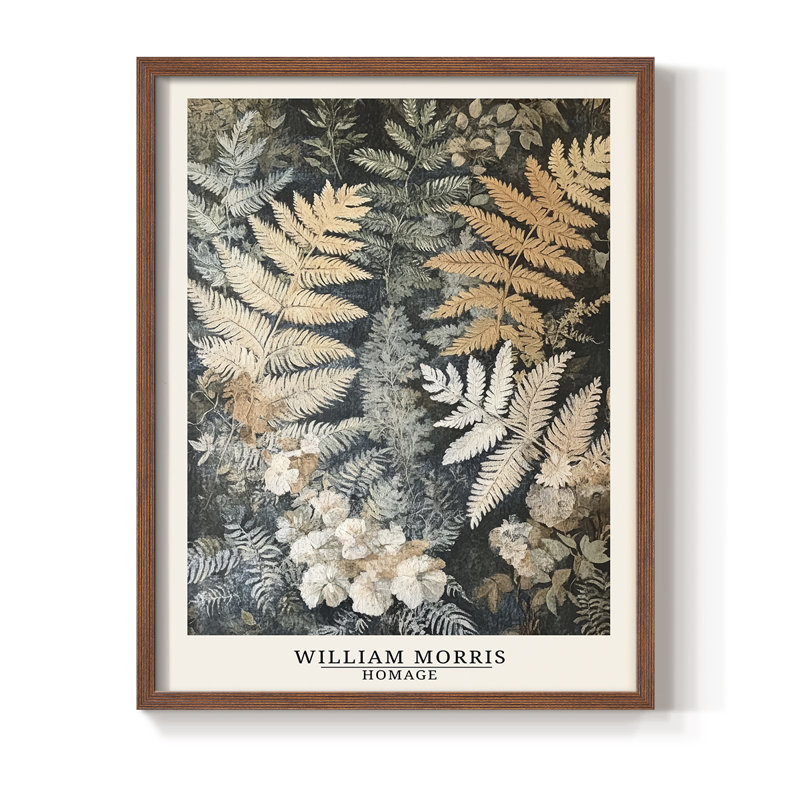 WM MORRIS Series DCCXXXVII Framed Print - Solid Wood, H 11 po x l 9 po, Noyer
